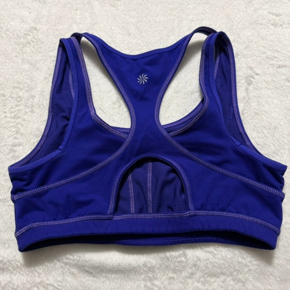 Athleta Sports Bra Womens Lg Purple Racerback Mesh Keyhole Activewear Gym Sporty - Picture 4 of 5
